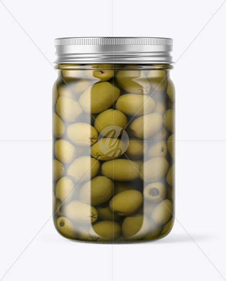 Clear Glass Jar with Olives Mockup