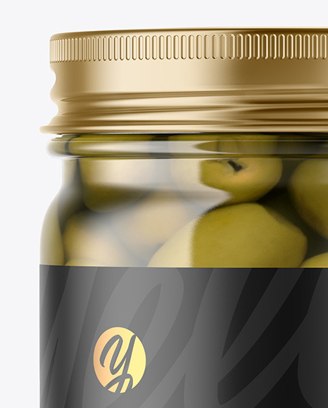 Clear Glass Jar with Olives Mockup