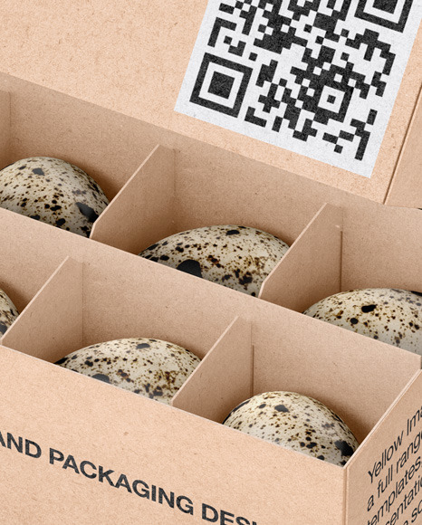 Kraft Box With Quail Eggs Mockup