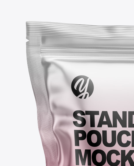 Matte Metallic Stand Up Pouch Bag Mockup