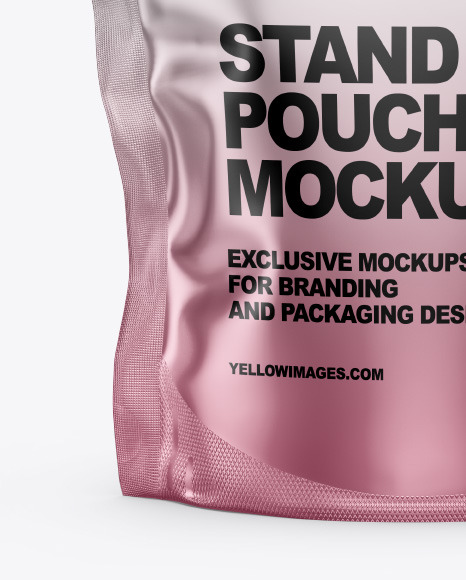 Matte Metallic Stand Up Pouch Bag Mockup