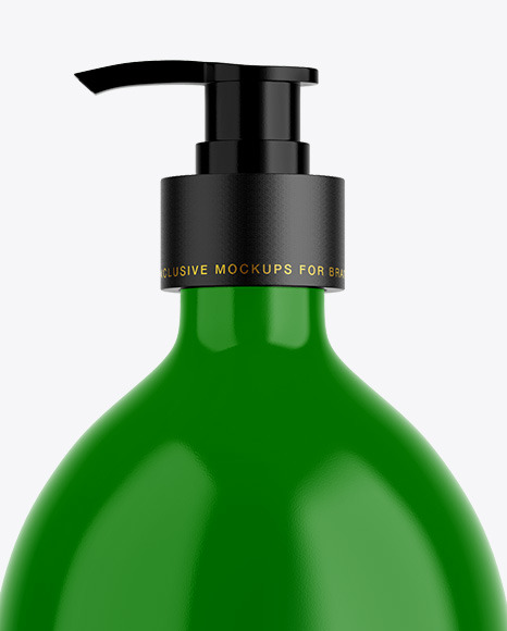 Glossy Plastic Bottle with Pump Mockup