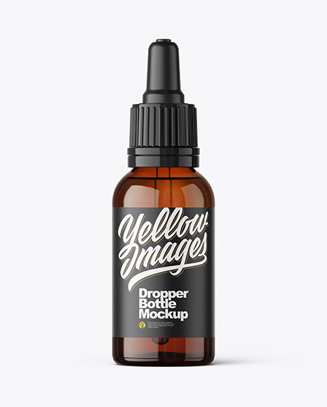 Amber Glass Dropper Bottle Mockup - Amber+Glass+Dropper+Bottle+W+Silver+Cap+Mockup+In+Bottle