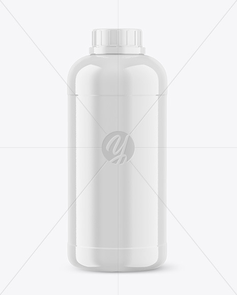 1L Glossy Plastic Bottle Mockup