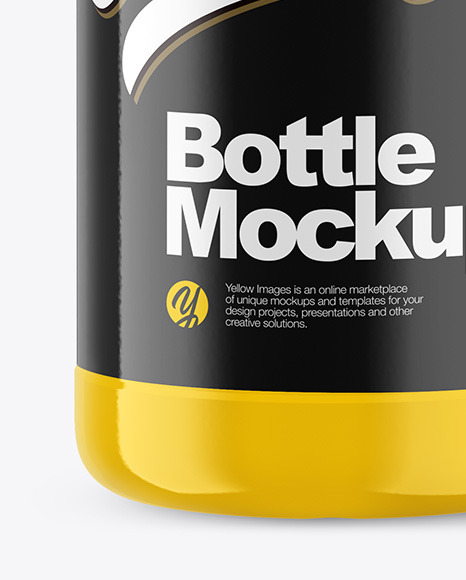 1L Glossy Plastic Bottle Mockup