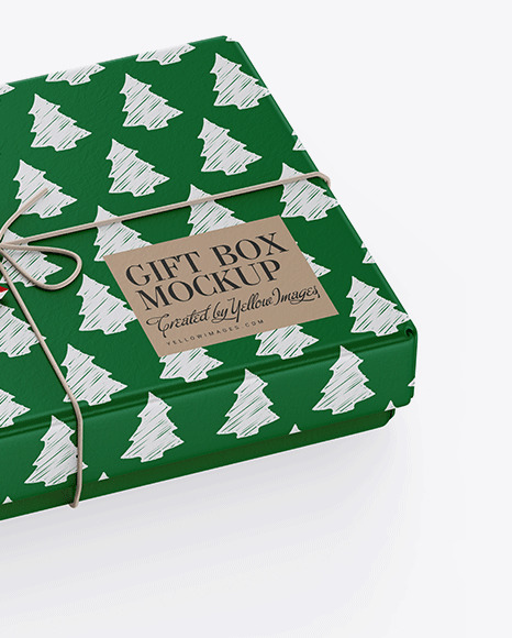 Textured Gift Box w/ Label Mockup