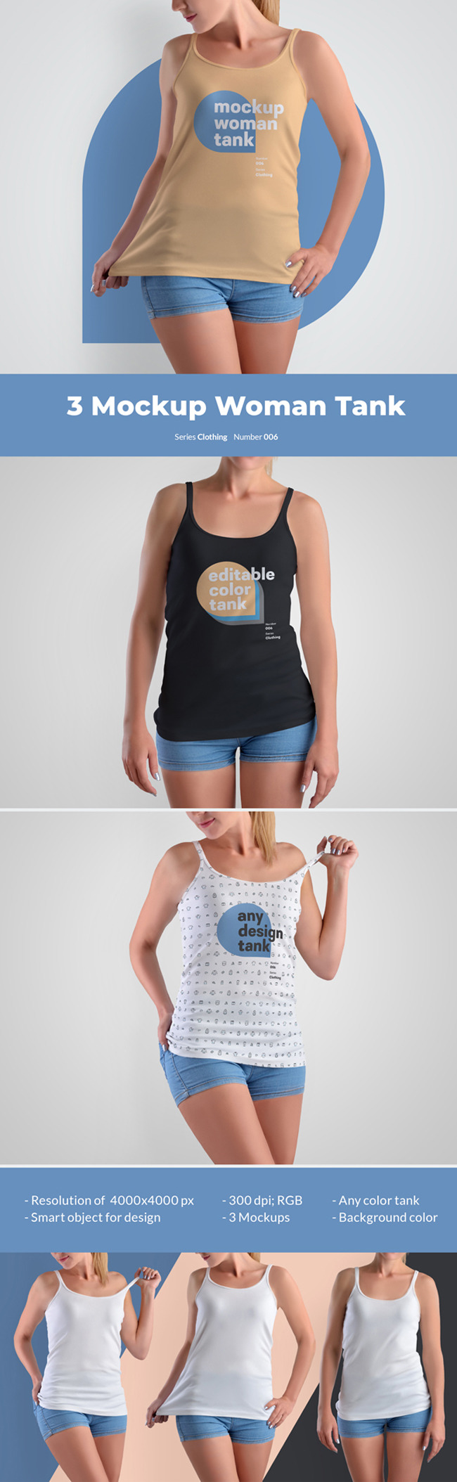 3 Mockups Woman Tank 3 Mockups Woman Tank