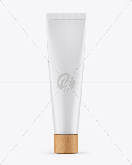 Matte Cosmetic Tube w/ Wooden Cap Mockup