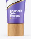 Matte Cosmetic Tube w/ Wooden Cap Mockup