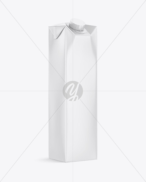 1L Glossy Juice Package Mockup - Halfside View