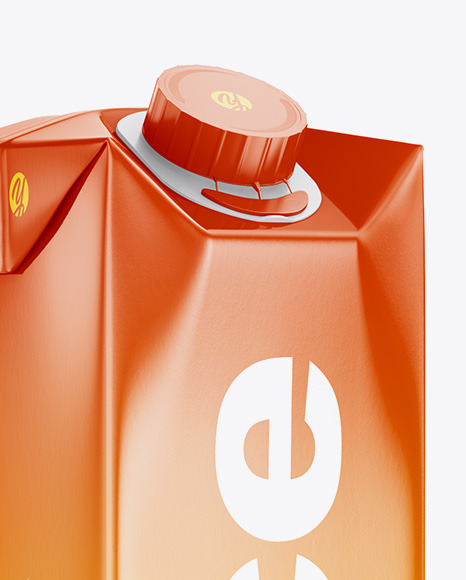 1L Glossy Juice Package Mockup - Halfside View