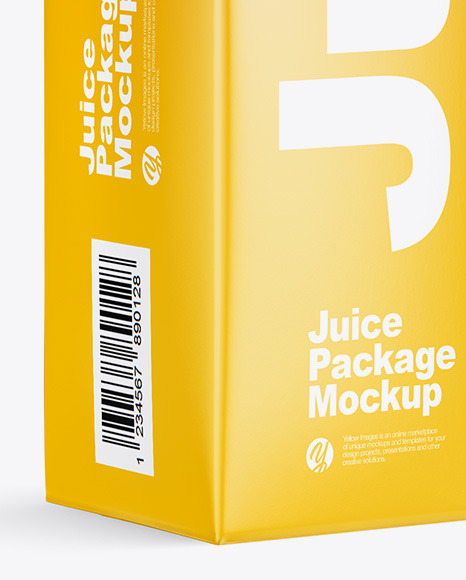 1L Glossy Juice Package Mockup - Halfside View