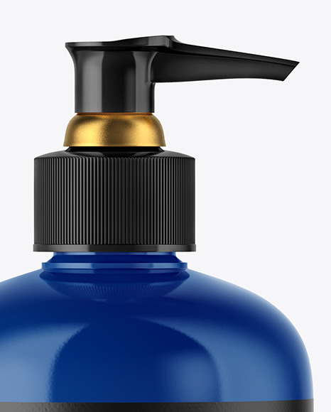 Glossy Cosmetic Bottle with Pump Mockup Glossy Cosmetic Bottle with Pump Mockup