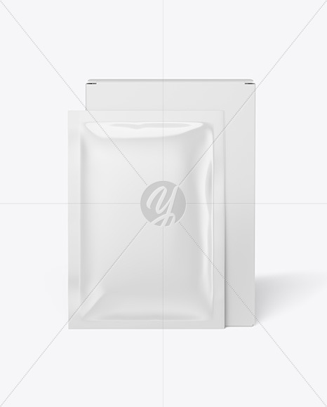 Paper Box with Glossy Sachet Mockup