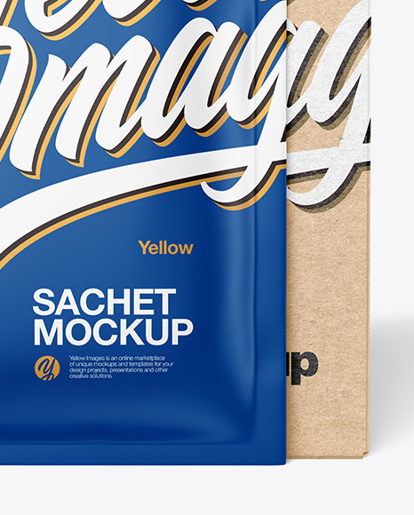 Kraft Box with Matte Sachet Mockup