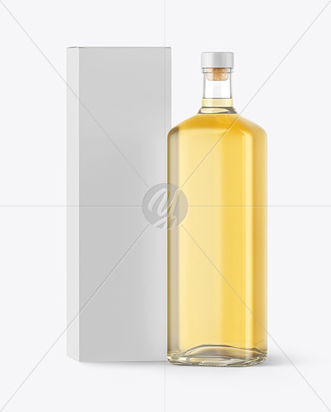 Golden Tequila Bottle with Box Mockup