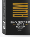 Black Rum Bottle with Box Mockup