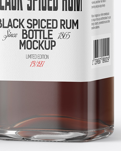 Black Rum Bottle with Box Mockup