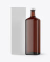 Amber Glass Bottle with Box Mockup Amber Glass Bottle with Box Mockup