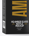 Amber Glass Bottle with Box Mockup Amber Glass Bottle with Box Mockup