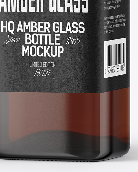 Amber Glass Bottle with Box Mockup Amber Glass Bottle with Box Mockup