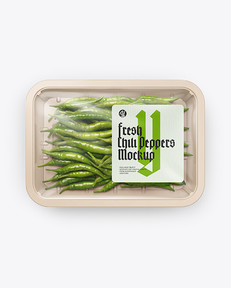 Plastic Tray With Green Chili Peppers Mockup