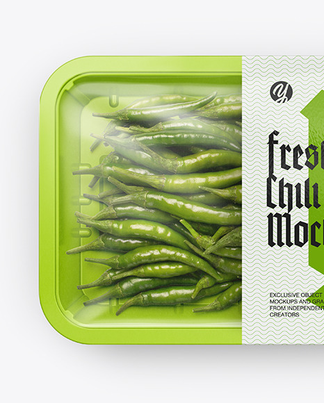 Plastic Tray With Green Chili Peppers Mockup