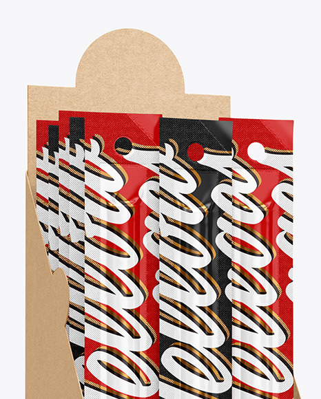 Kraft Paper Box with Snack Sticks Mockup