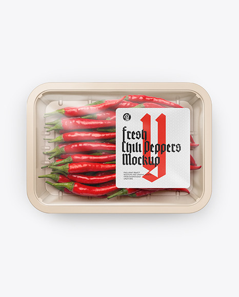 Plastic Tray With Red Chili Peppers Mockup