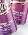 Two Metallic Drink Cans w/ Glossy Finish Mockup