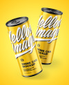 Two Metallic Drink Cans w/ Glossy Finish Mockup