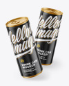 Two Metallic Drink Cans w/ Glossy Finish Mockup