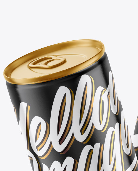 Two Metallic Drink Cans w/ Glossy Finish Mockup