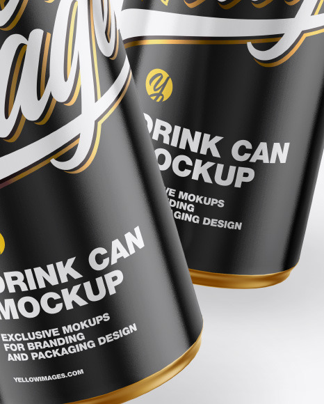Two Metallic Drink Cans w/ Glossy Finish Mockup