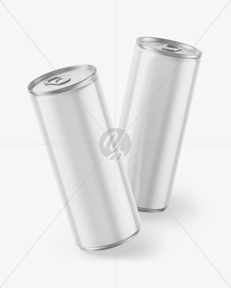 Two Metallic Drink Cans w/ Glossy Finish Mockup