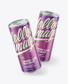 Two Metallic Drink Cans w/ Glossy Finish Mockup