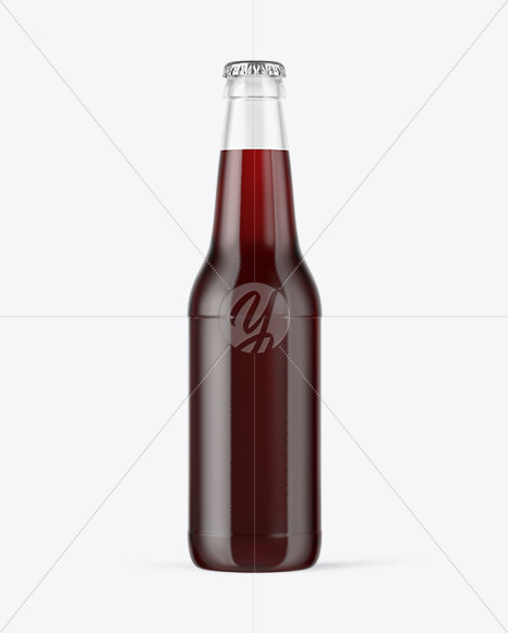 Clear Glass Bottle with Red Ale Mockup