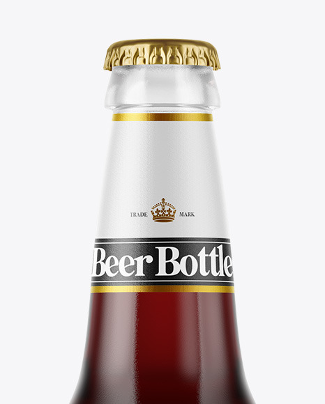 Clear Glass Bottle with Red Ale Mockup