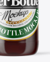 Clear Glass Bottle with Red Ale Mockup