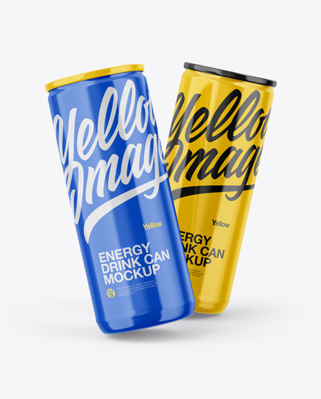 Two Glossy Cans Mockup - Two+Glossy+Metallic+Cans+Mockup+In+Can+Mockups+On+Yellow