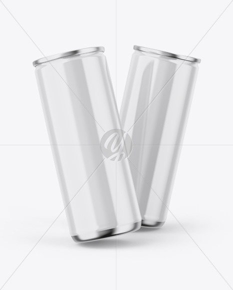 Two Metallic Cans W/ Glossy Finish Mockup