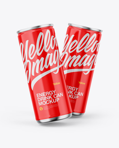 Two Metallic Cans W/ Glossy Finish Mockup