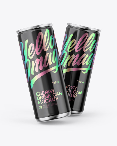 Two Metallic Cans W/ Glossy Finish Mockup