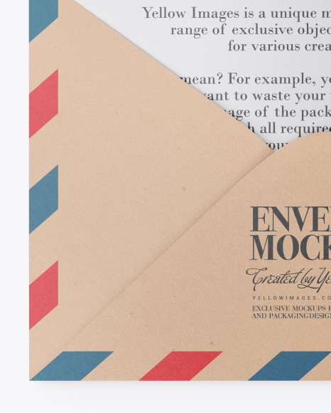 Kraft Envelope w/ Postcard Mockup