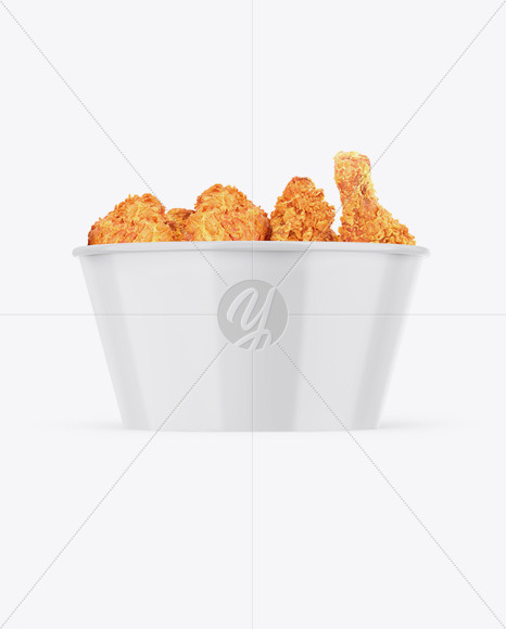 Glossy Bucket With Chicken Mockup