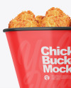 Glossy Bucket With Chicken Mockup