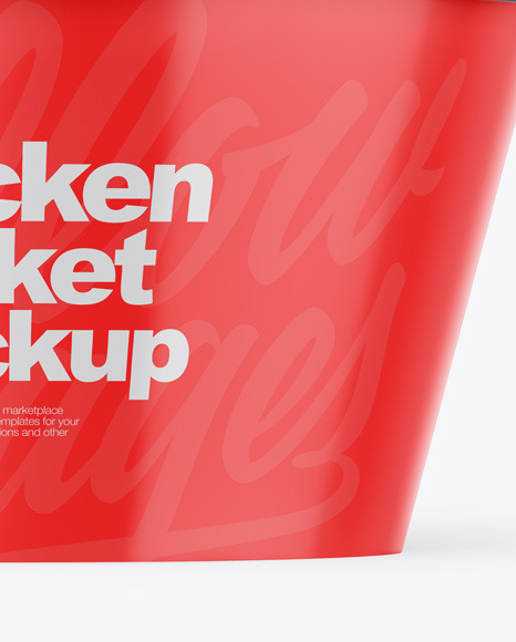 Glossy Bucket With Chicken Mockup