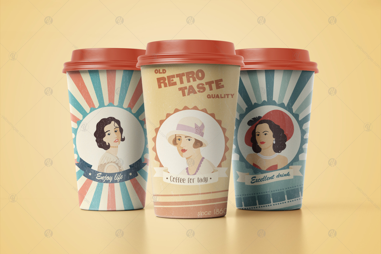 Avatars Retro people vector cartoon illustrations Avatars Retro people vector cartoon illustrations