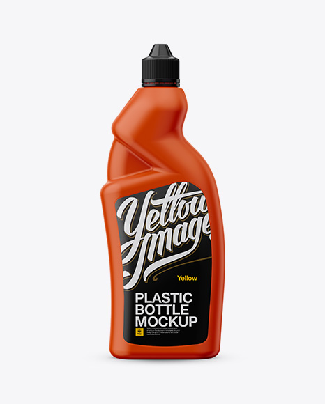 Matte Plastic Bottle Mockup - Front View - Black+Matte+Bottle+Mockup+-+Front+View+in+Bottle+Mockups+on+Yellow+Images+Object+Mockups