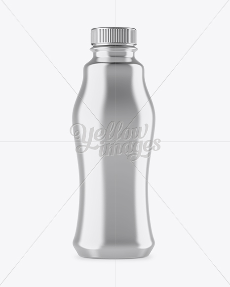 Plastic Bottle with Metallic Shrink Sleeve Mockup - Front View